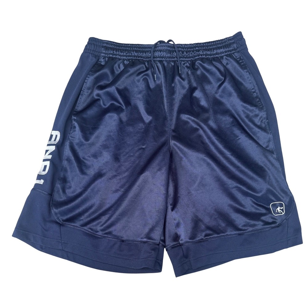 AND1 Basketball Shorts Navy Blue Mesh Athletic Mens XL